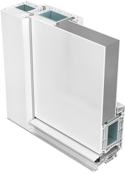 Softline 82 door cross-section — multi-chamber PVC insulation